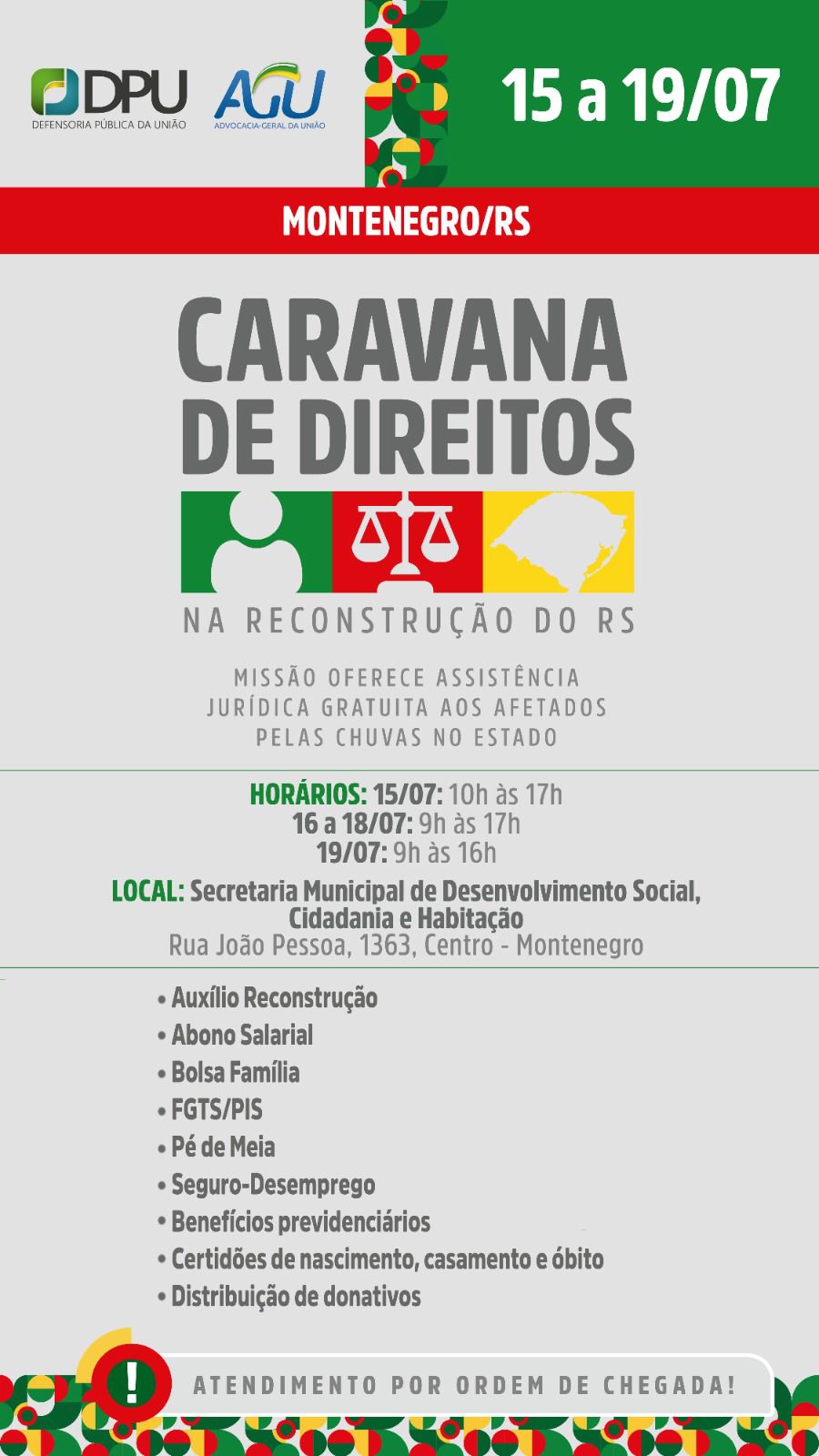 DPU leva programa "Caravana de Direitos na Reconstrução no RS" para Montenegro