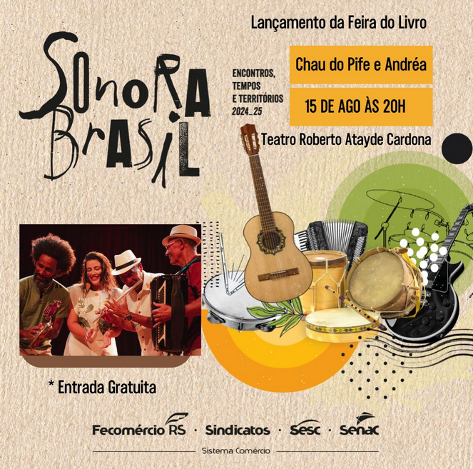 Hoje tem o lançamento da Feira do Livro de Montenegro e do Vale do Caí com show do projeto Sonora Brasil