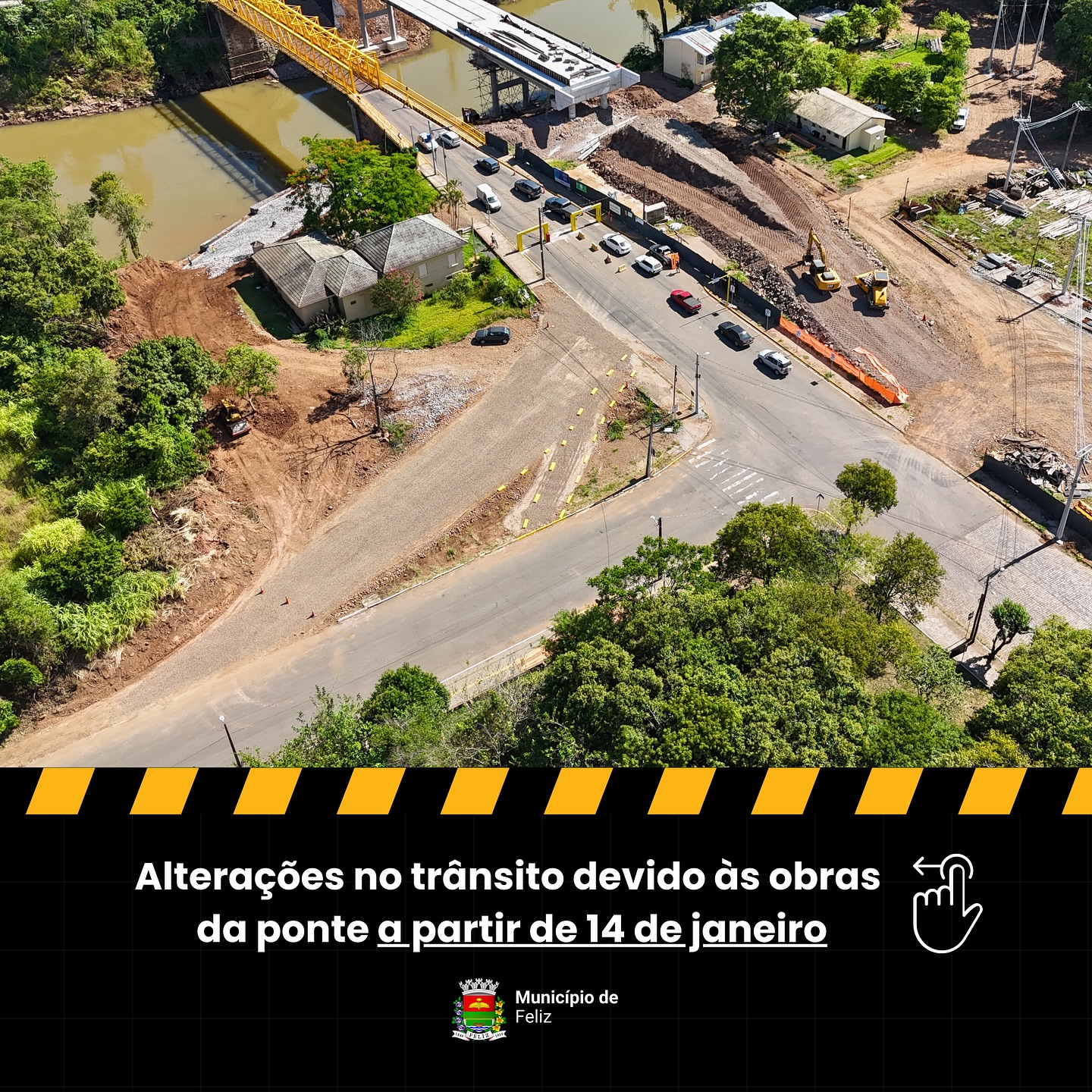 Obras da nova ponte de Feliz entram na reta final e terão mudanças no trânsito